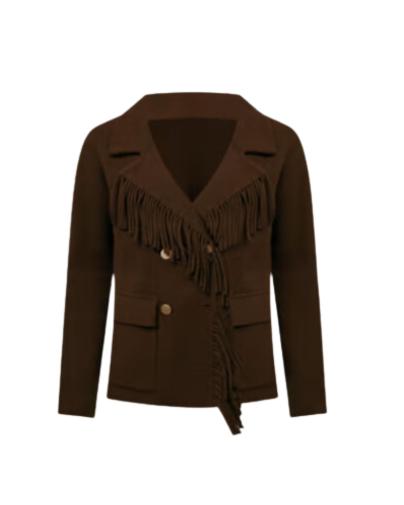 Knit Fringe Blazer Coatigan